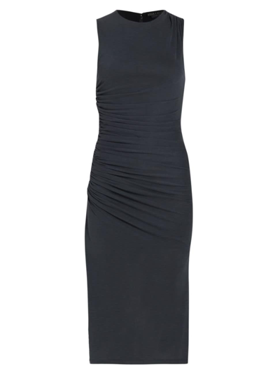 Alice And Olivia Derika Ruched Midi Dress In Black