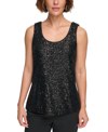 DKNY PETITE SEQUIN-COVERED SCOOP-NECK TANK TOP, CREATED FOR MACY'S