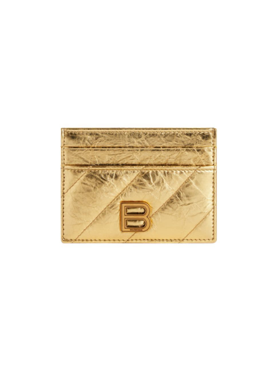 Balenciaga Women's Crush Card Holder Metallized Quilted In Gold