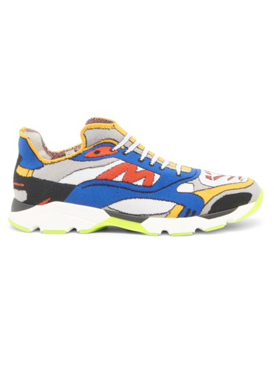 Marni Multicolor Knit Sneakers With Print In Neutral