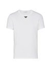 Prada Men White Triangle Logo T-shirt In White