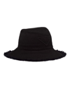 Prada Fringe Triangle Logo Bucket Hat In Black