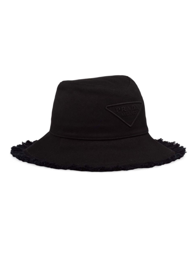 Prada Fringe Triangle Logo Bucket Hat In F0049 Arancio