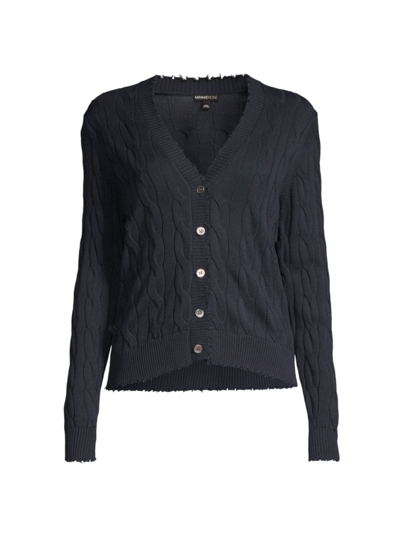 Minnie Rose Cotton Cable Cardigan In Black