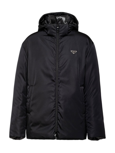 Prada Daunenjacke Aus Re-nylon Mit Kapuze In Nero