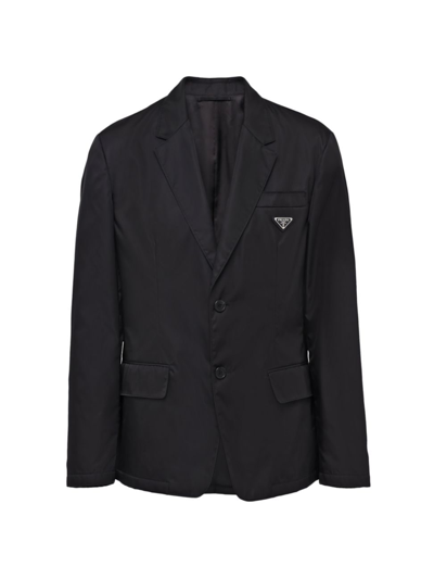 Prada Men's Re-nylon Single-breasted Jacket In Black