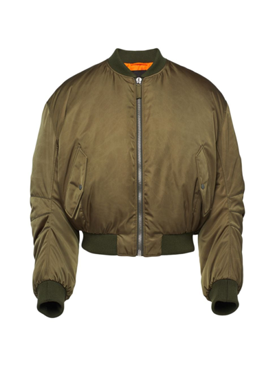 Prada Cropped Re-nylon Down Jacket In Green