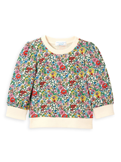 Rockets Of Awesome Baby Girl's Floral Crewneck Sweatshirt & Trousers Set In Egret