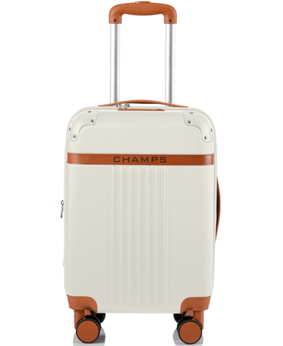 Champs Vintage-like 21" With Universal Serial Bus Charging Port Hard Side Carry-on In Ivory