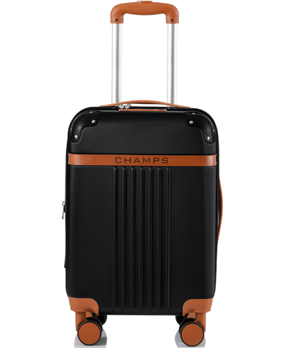Champs Vintage-like 21" With Universal Serial Bus Charging Port Hard Side Carry-on In Black