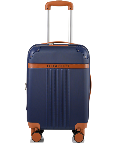 Champs Vintage-like 21" With Universal Serial Bus Charging Port Hard Side Carry-on In Navy