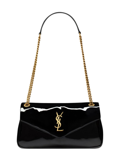 Saint Laurent Women's Calypso Shoulder Bag In Patent Leather In Black