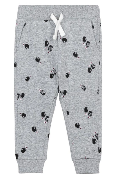 Miles The Label Babies' Boxing Gloves Print Heathered French Terry Joggers In Medium Heather Gray