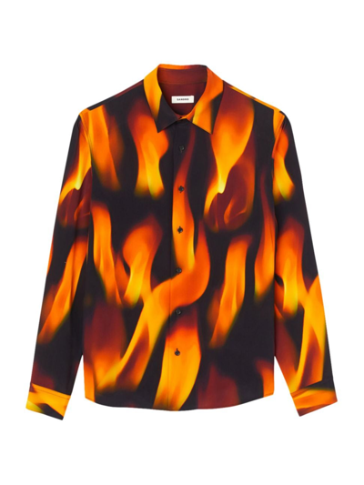 Sandro Long Sleeve Flame Shirt In Taupe