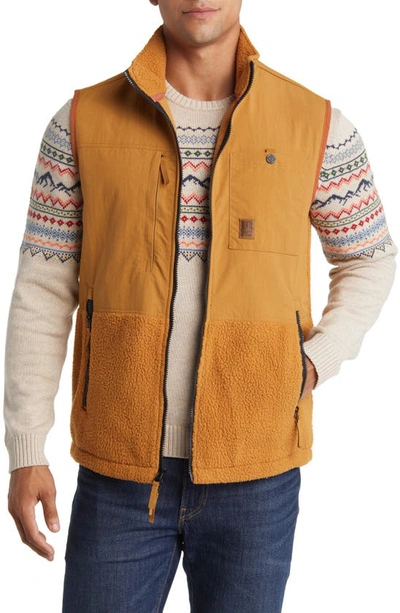 Topo Designs Subalpine Vest With High Pile Fleece Trim In Khaki