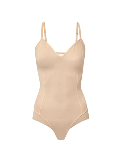 Item M6 All Mesh Shape Bodysuit In Apricot