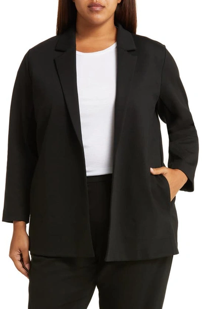 Eileen Fisher Long Wool Blazer In Black