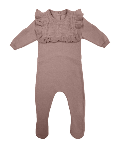 Maniere Baby Girls Noovel Knit Footed Coverall In Pale Mauve