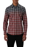 BUGATCHI BUGATCHI JULIAN SHAPED FIT GRADIENT WINDOWPANE PRINT STRETCH COTTON BUTTON-UP SHIRT