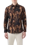 Bugatchi Julian Shaped Fit Shadow Print Stretch Cotton Button-up Shirt In Desert