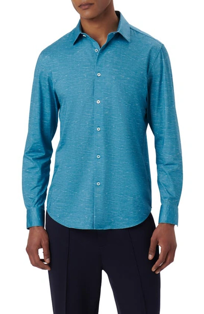 Bugatchi James Ooohcotton® Mélange Print Button-up Shirt In Peacock