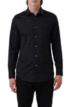 Bugatchi James Ooohcotton® Mélange Print Button-up Shirt In Black