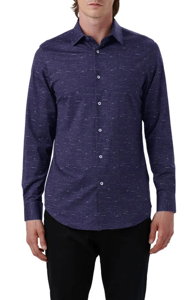 Bugatchi James Ooohcotton® Mélange Print Button-up Shirt In Midnight