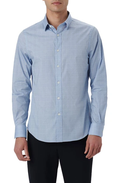 Bugatchi Julian Shaped Fit Check Stretch Cotton Button-up Shirt In Air-blue