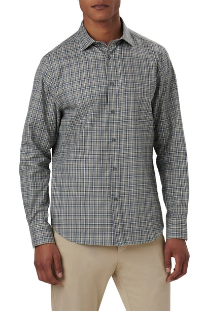 Bugatchi Axel Shaped Fit Plaid Cotton Button-up Shirt In Khaki