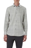 Bugatchi Julian Plaid Shaped Fit Stretch Cotton Button-up Shirt In Cement