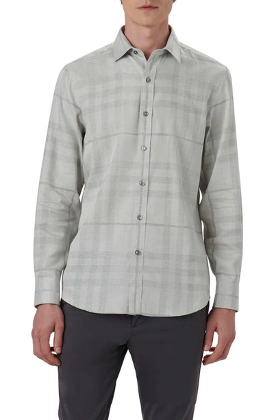 Bugatchi Julian Plaid Shaped Fit Stretch Cotton Button-up Shirt In Cement