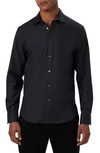 Bugatchi Axel Shaped Fit Gingham Stretch Cotton Button-up Shirt In Black