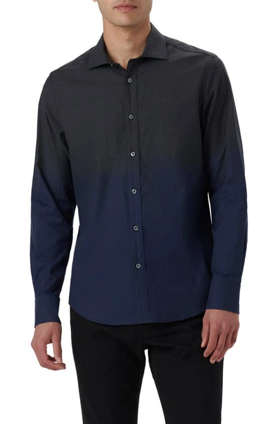 Bugatchi Axel Shaped Fit Solid Stretch Cotton Button-up Shirt In Navy