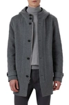 Bugatchi Water Resistant Wool & Cashmere Hooded Duffle Coat In Cement