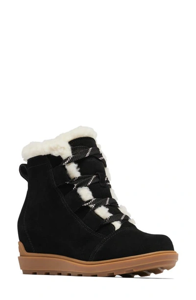 Sorel Evie Ii Cozy Waterproof Wedge Bootie In Black/ Gum 2