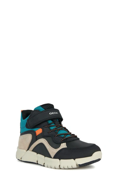 Geox Kids' Flexyper Amphibiox Waterproof Boot In Black/ Petrol