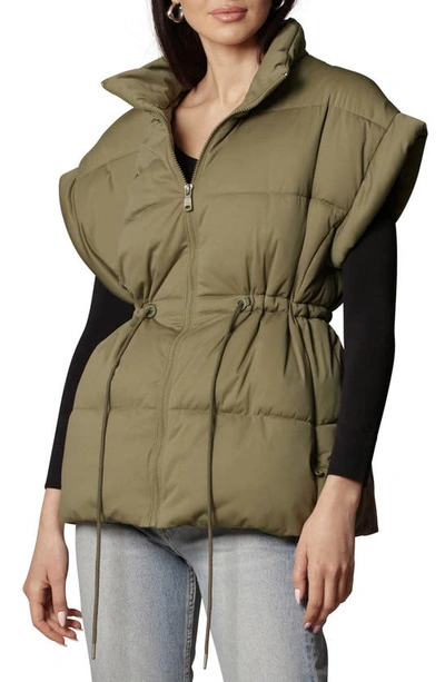 Avec Les Filles Water Resistant Quilted Puffer Vest In Olive