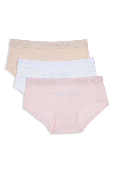 Calvin Klein Kids' Big Girls Logo Print Hipster Briefs, Pack Of 3 In Crystal Pink