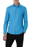 Bugatchi James Ooohcotton® Trim Fit Stripe Button-up Shirt In Classic-blue