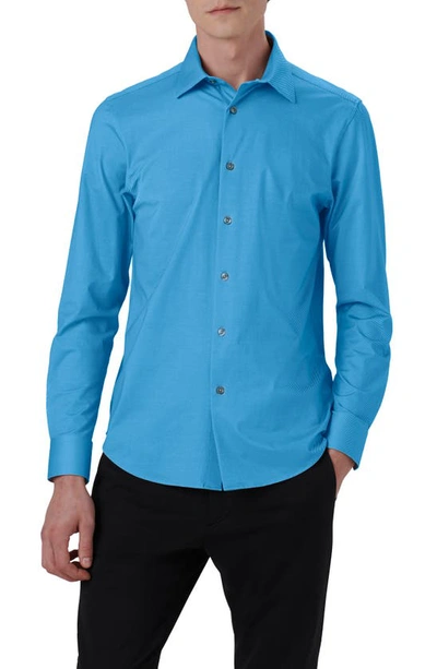 Bugatchi James Ooohcotton® Trim Fit Stripe Button-up Shirt In Classic-blue