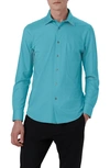 Bugatchi James Ooohcotton® Trim Fit Stripe Button-up Shirt In Jade