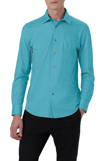 Bugatchi James Ooohcotton® Trim Fit Stripe Button-up Shirt In Jade