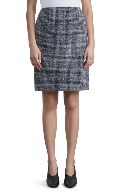 Lafayette 148 Petite Watch Plaid Wool Tweed Skirt In Blue