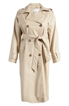 Asos Design Curve Faux Leather Trench Coat In Nude