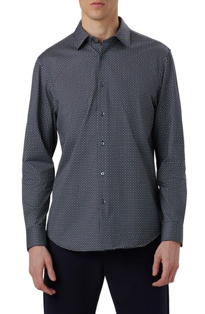 Bugatchi Men's Ooohcotton Tech James Geometric Long-sleeve Shirt In Turquoise