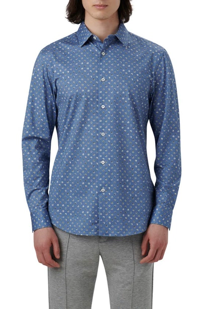 Bugatchi James Ooohcotton® Dot Print Button-up Shirt In Classic-blue