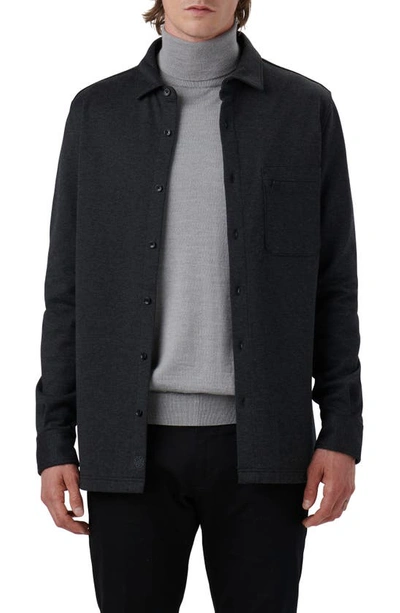 Bugatchi Cotton Blend Shirt Jacket In Caviar