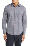 BUGATCHI BUGATCHI JAMES OOOHCOTTON® GEOMETRIC PRINT BUTTON-UP SHIRT