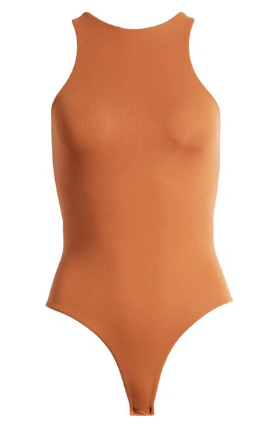 Skims Fits Everybody High Neck Bodysuit In Bronze