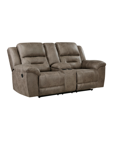 Homelegance White Label Berenson 81" Double Reclining Love Seat With Center Console In Brown